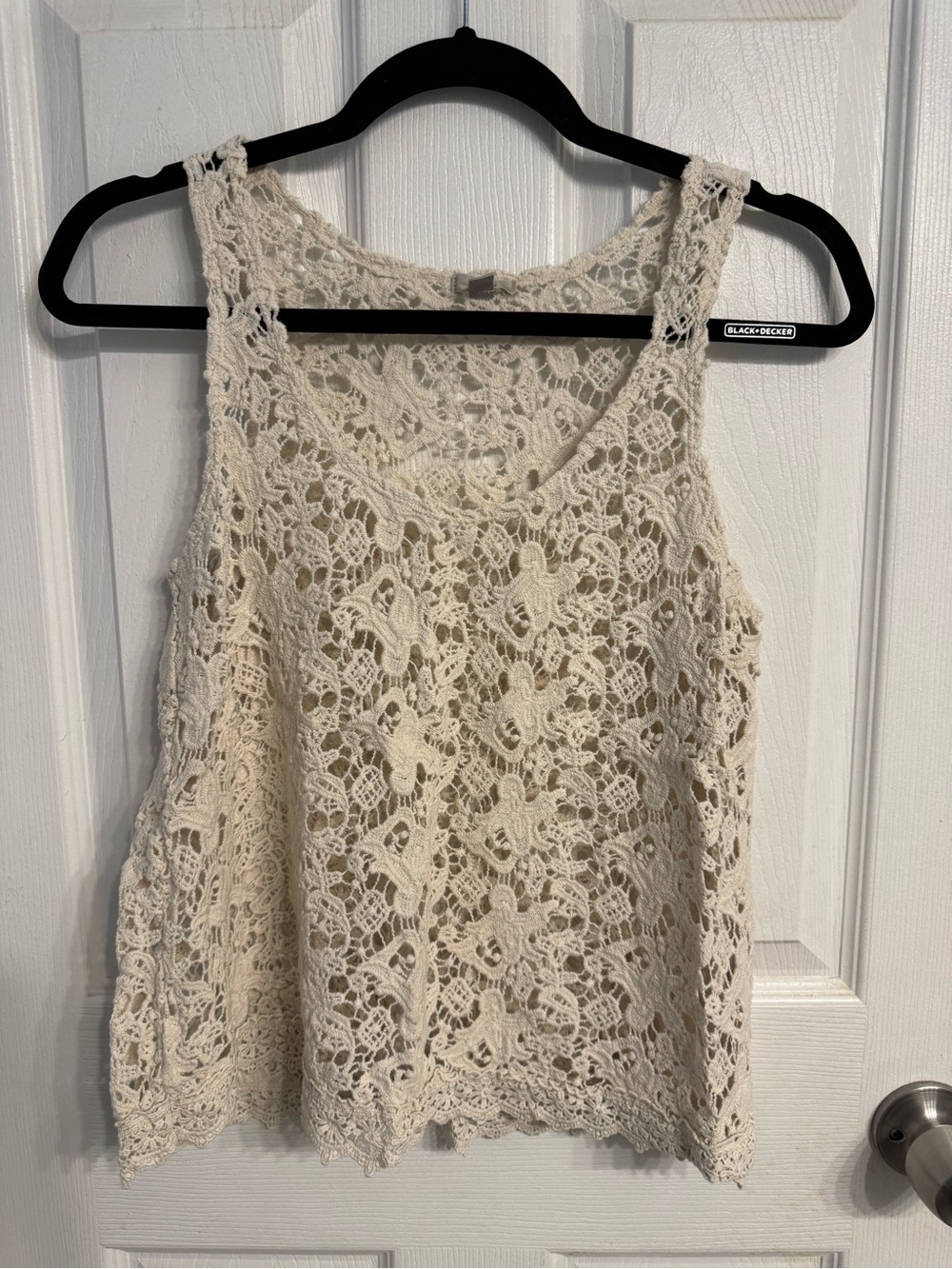 Ecote Cream Crochet Lace Tank Top